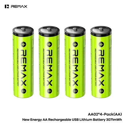 New Energy AA Rechargeable USB Lithium Battery 3071mWh AA01*2 Packs AA02*4 Packs