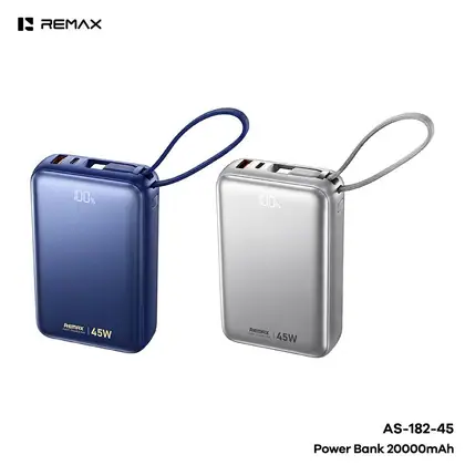45W Built-in 2 fast charging cabled power Bank 20000mAh