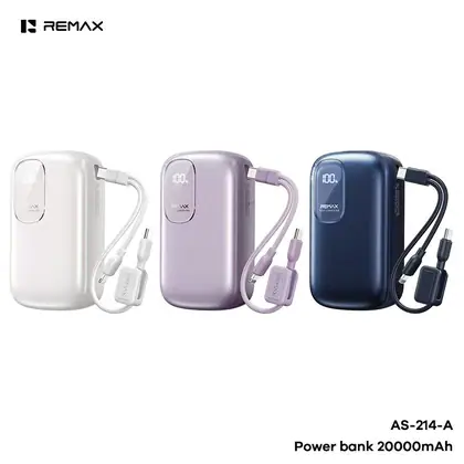 REMAX LongEase Series Power Bank 20000mAh AS-214-A (22.5W Built-in Fast Charging Cables)