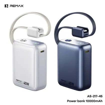 REMAX Langin Series 45W Detachable Dual Cables Power Bank 10000mAh AS-217-45