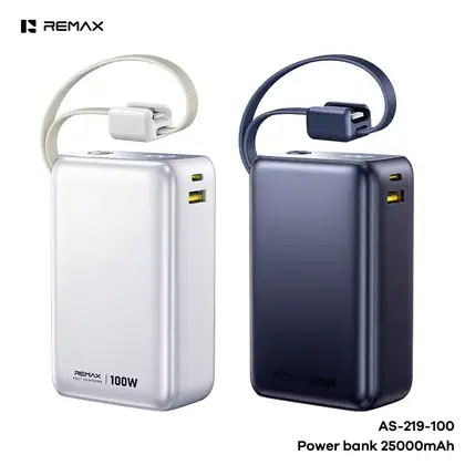 REMAX Langin Series 100W Detachable Dual Cables Power Bank 25000mAh AS-219-100