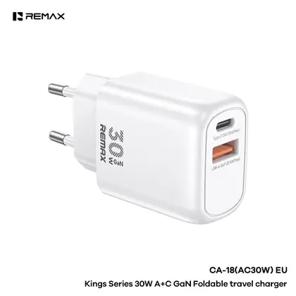 REMAX Kings 30W A+C GaN Foldable Travel Charger CA-18(AC30W)