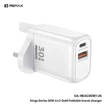 REMAX Kings 30W A+C GaN Foldable Travel Charger CA-18(AC30W)