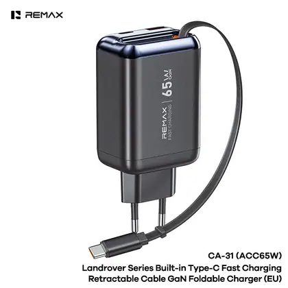REMAX Landrover Series Type-C Retractable Fast Charging Cable Foldable GaN Charger CA-31(ACC65W)