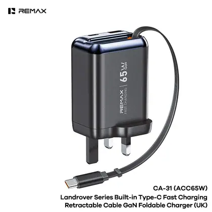 REMAX Landrover Series Type-C Retractable Fast Charging Cable Foldable GaN Charger CA-31(ACC65W)