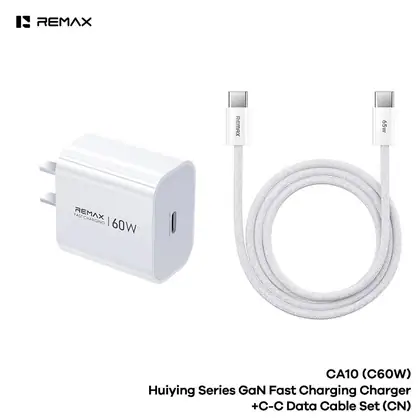 REMAX Huiying Series GaN Fast Charging Charger+C-C Data Cable Set CA10(C60W)