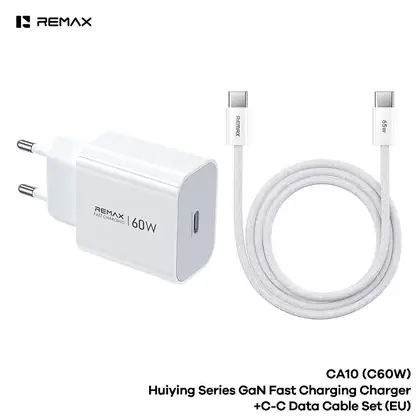 REMAX Huiying Series GaN Fast Charging Charger+C-C Data Cable Set CA10(C60W)