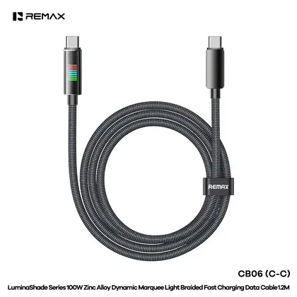 REMAX Zinc alloy marquee fast charging braided data cable 1.2M CB06 (C-C) 100W (C-L) 30W (A-C) 66W (A-L) 3A