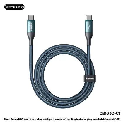 REMAX Siren 30W aluminum alloy intelligent power-off lighting fast charging braided data cable 1.2M CB10 (A-L)3A (A-C) 66W (C-C)65W (C-L) 30W