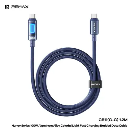REMAX Hungy Series 100W Aluminum Alloy Colorful Light Fast Charging Braided Data Cable CB11 (C-C) 100W (C-L) 30W