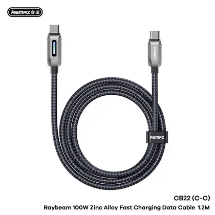 REMAX Raybeam Zinc Alloy Fast Charging Data Cable CB22 1.2M (C-C)-100W (C-L)-30W (A-C)-66W (A-L)-3A