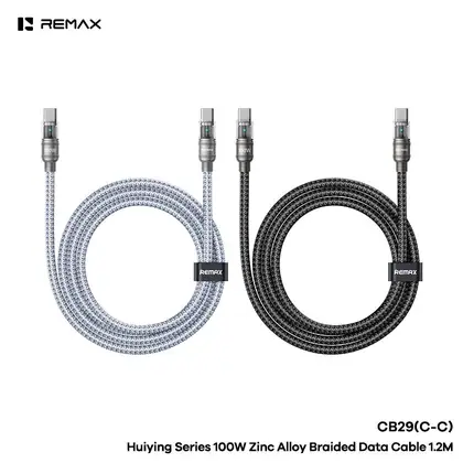 REMAX Huiying Series 100W Zinc Alloy Braided Data Cable 1.2M CB29 (C-C) 100W (C-L) 30W