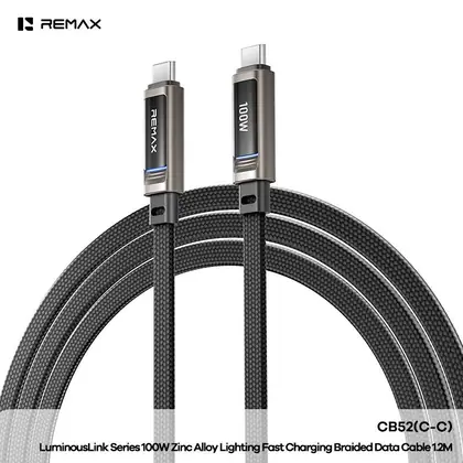 REMAX LuminousLink Series 100W Zinc Alloy Lighting Fast Charging Braided Data Cable CB52(C-C) 1.2M