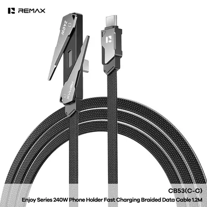 REMAX Enjoy Series 240W/30W Phone Holder Fast Charging Braided Data Cable 1.2M CB53 240W (C-C) CB53 3 0W (C-L)