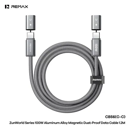 REMAX ZunWorld 100w Series Aluminum Alloy Magnetic Dust-Proof Data Cable CB56(C-C) 1.2M