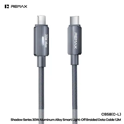 REMAX Shadow Series 30W Aluminum Alloy Smart Light-Off Braided Data Cable CB58 (C-L)1.2M