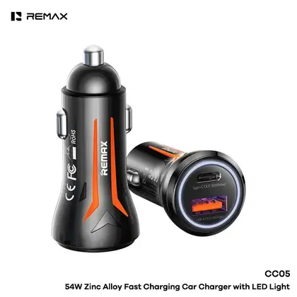 REMAX 54W Zinc Alloy Illuminated Fast Charging Car Charger