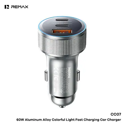 REMAX 60W Aluminum Alloy Colorful Light Fast Charging Car Charger