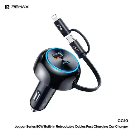 REMAX Jaguar Series 90W Built-in Retractable Cables Fast Charging Car Charger