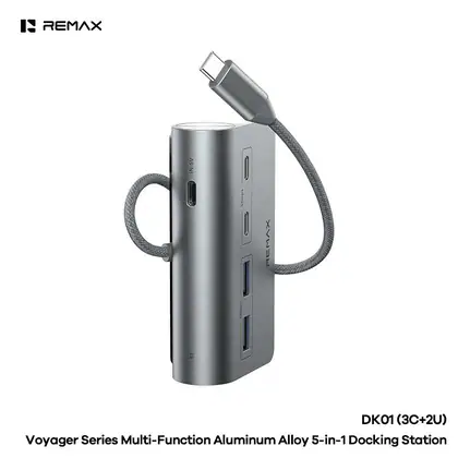 REMAX Voyager Series Multi-Function Aluminum Alloy 5-in-1 Docking Station DK01 (3C+2U)