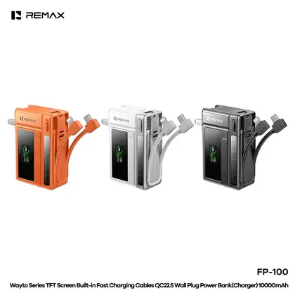 Wayto Series TFT Screen Built-in Fast Charging Cables QC22.5 Wall Plug Power Bank(Charger) 10000mAh