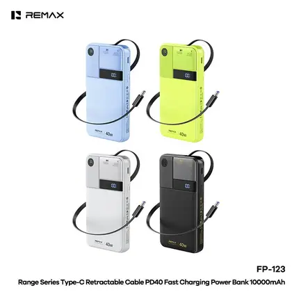 Range Series Type-C Retractable Cable PD40 Fast Charging Power Bank 10000mAh