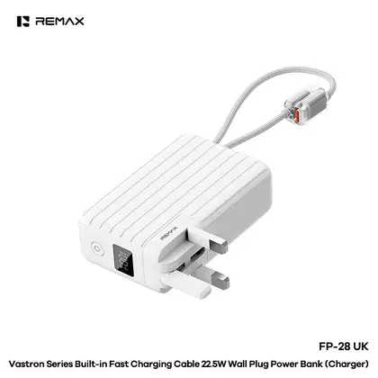 REMAX Vastron Series Built-in Fast Charging Cable 22.5W Wall Plug Power Bank(Charger) UK 10000mAh