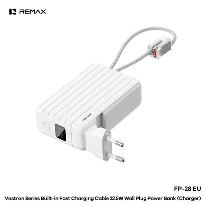 REMAX Vastron Series Built-in Fast Charging Cable 22.5W Wall Plug Power Bank(Charger) EU 10000mAh