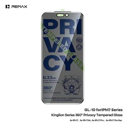 REMAX Kinglion Series 360° Privacy Tempered Glass GL-10 for iPh 16Pro/17 series