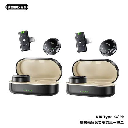 REMAX Magnetic wireless lavalier microphone 2 in 1