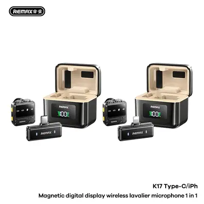REMAX Magnetic lavalier digital display wireless microphone 1 in 1