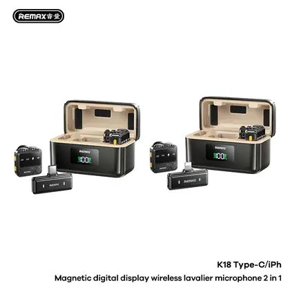 REMAX Magnetic lavalier digital display wireless microphone 2 in 1
