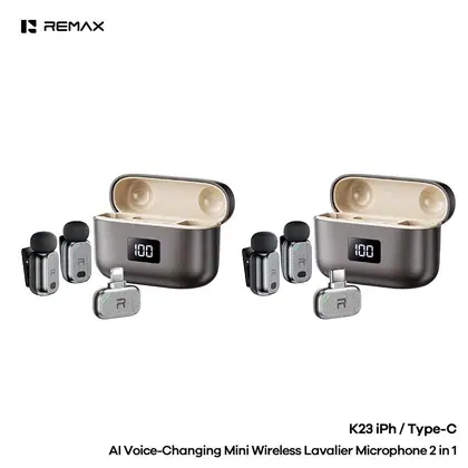 REMAX AI Voice-Changing Mini Wireless Lavalier Microphone 2 in 1