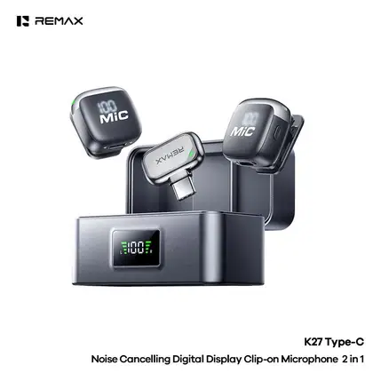 Noise Cancelling Digital Display Clip‑On Microphone 2 in 1 Type-C