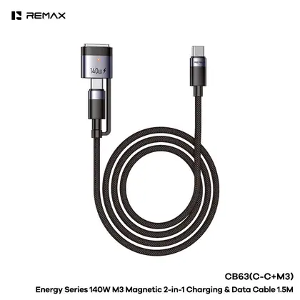 REMAX Energy Series 140W M3 Magnetic Charging & Data Cable 2-in- 1 1.5M CB63(C-C+M3)