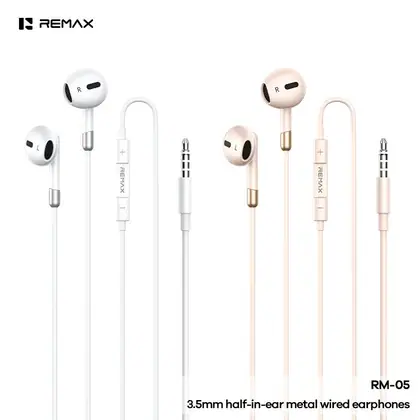 REMAX 3.5mm half-in-ear metal wired earphones