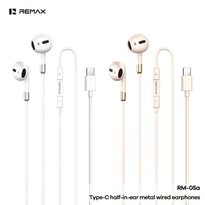 REMAX Type-C half-in-ear metal wired earphones